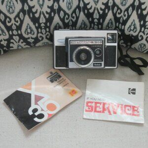 Vintage 70's Kodak Instamatic X-35 Black & Silver Film Camera with Manual